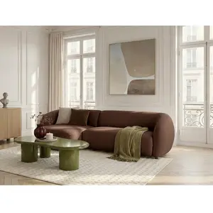 Canapé d'angle convertible avance-recule électrique HALO tissu lisse orange  angle gauche BOBOCHIC 4 places pas cher