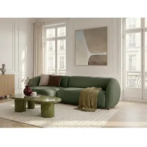 Canapé d'angle convertible avance-recule électrique HALO tissu lisse vert  angle gauche BOBOCHIC 4 places pas cher