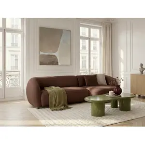Canapé d'angle convertible avance-recule électrique HALO tissu lisse orange  angle droit BOBOCHIC 4 places pas cher