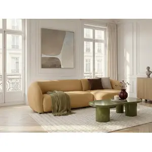 Canapé d'angle convertible avance-recule électrique HALO tissu lisse jaune  angle droit BOBOCHIC 4 places pas cher