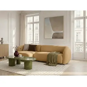 Canapé d'angle convertible avance-recule électrique HALO tissu lisse jaune  angle gauche BOBOCHIC 4 places pas cher