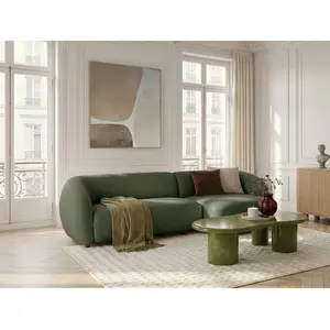 Canapé d'angle convertible avance-recule électrique HALO tissu lisse vert  angle droit BOBOCHIC 4 places pas cher