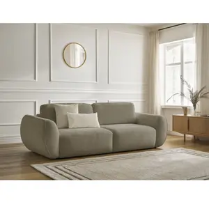Canapé droit convertible 3 places DENISE tissu texturé marron   BOBOCHIC 3 places pas cher