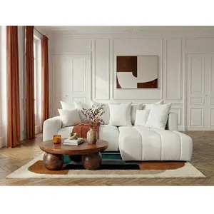 Canapé d'angle L convertible coffre ROXELANE tissu chiné blanc angle droit BOBOCHIC 4 places pas cher