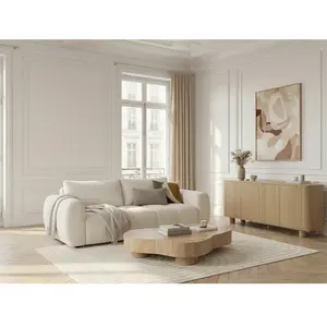 Canapé droit convertible ouverture express 3 places FUJI tissu lisse blanc   BOBOCHIC pas cher