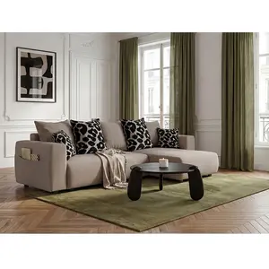 Canapé d'angle convertible réversible coffre SIDONIE avec coussins à motif léopard BOBOCHIC places pas cher
