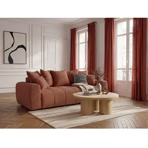 Canapé 3 places convertible ROXELANE tissu chiné orange BOBOCHIC pas cher