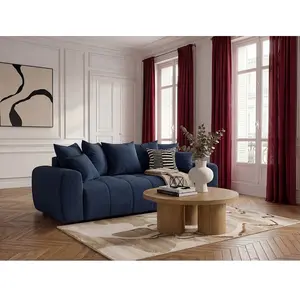 Canapé 3 places convertible ROXELANE tissu chiné bleu foncé BOBOCHIC pas cher