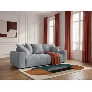 Canapé 3 places convertible ROXELANE tissu chiné gris clair BOBOCHIC pas cher
