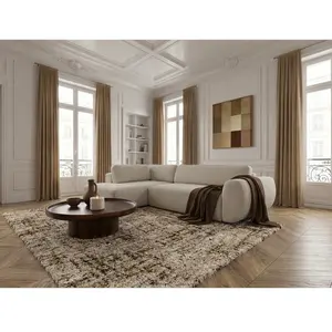 Canapé angle L convertible coffre DENISE tissu texturé blanc angle gauche BOBOCHIC places pas cher
