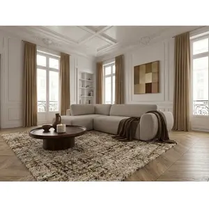 Canapé angle L convertible coffre DENISE tissu texturé beige  angle gauche BOBOCHIC  places pas cher