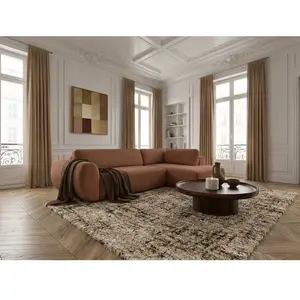 Canapé angle L convertible coffre DENISE tissu texturé orange  angle droit BOBOCHIC  places pas cher