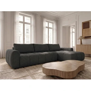 Canapé d'angle réversible convertible coffre FUJI ouverture express tissu chiné gris foncé réversible BOBOCHIC 3 places pas cher