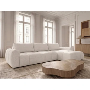 Canapé d'angle réversible convertible coffre FUJI ouverture express tissu chiné blanc réversible BOBOCHIC 3 places pas cher