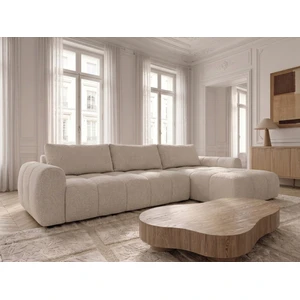 Canapé d'angle réversible convertible coffre FUJI ouverture express tissu chiné beige réversible BOBOCHIC 3 places pas cher