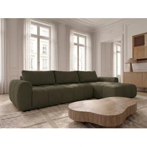 Canapé d'angle réversible convertible coffre FUJI ouverture express tissu chiné vert réversible BOBOCHIC 3 places pas cher