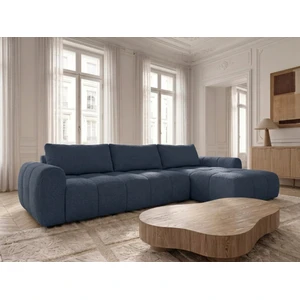 Canapé d'angle réversible convertible coffre FUJI ouverture express tissu chiné bleu réversible BOBOCHIC 3 places pas cher
