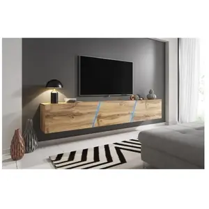 Maisonetstyles Meuble Tv Suspendu Avec Led 240x40x35 Cm Naturel - Tawo pas cher