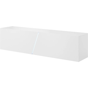 Meuble TV suspendu 1 porte 160x40x35 cm blanc avec LED - TAWO pas cher