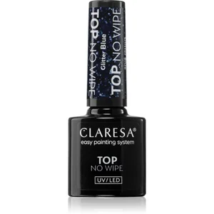 Claresa Top No Wipe Glitter Bleu pour Vernis à Ongles UV 5ml