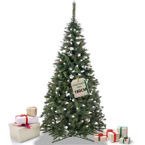 SPRINGOS Sapin de noël artificiel premium 180 cm diamant pin avec neige artificielle pas cher