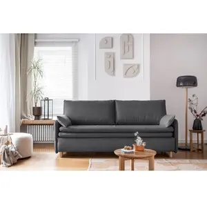 MIUFORM Simon - Canapé avec fonction lit - 207x90cm - Gris foncé - Canapé-lit 3 places pas cher