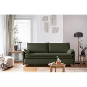 MIUFORM Simon - Canapé avec fonction lit - 207x90cm - Vert olive - Canapé-lit 3 places pas cher