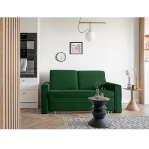 MIUFORM Lucky Lucy - Canapé Cord avec fonction lit - 168x88cm - vert bouteille - Canapé-lit 2 places pas cher