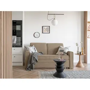 MIUFORM Lucky Lucy - Canapé en velours côtelé avec fonction lit - 168x88cm - beige foncé - Canapé-lit 2 places pas cher