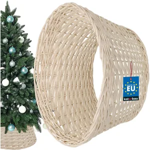 Housse de sapin de Noël - KOTARBAU® - Ø 50 cm - Osier naturel - Intérieur - Blanc pas cher