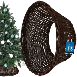 Housse de sapin - KOTARBAU® - Ø 60 cm - Osier - Marron foncé - Intérieur pas cher