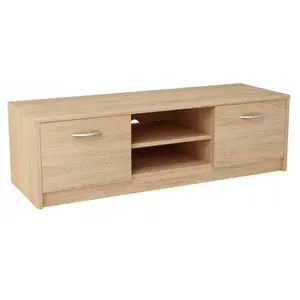 MATKAM Meuble TV Chêne de Sonoma - Banc TV, Table TV avec 2 portes et 2 étagères - 120 x 41 x 36 cm pas cher