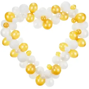 PartyDeco Guirlande de ballons + Support - Coeur Blanc & Or - 160cm pas cher