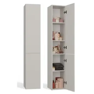 Comparateur de prix : CDF KOMMA - Meuble salle de bain 2 portes beige - 31x30x174 cm - Colonne rangement SDB