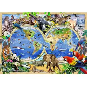 Wooden City Puzzle 1010 pièces/100 formes en bois : Carte du règne animalVendu parkaufland