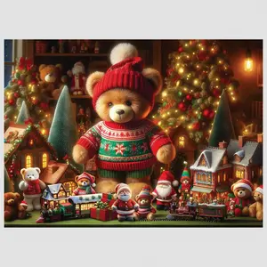 Wooden City Puzzle 1010 pièces/100 formes : ours en peluche de NoëlVendu paramazon