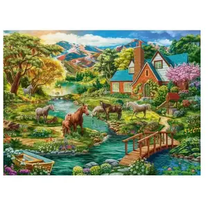 Castorland Puzzle 2000 pièces : Maison Idyllique avec des Chevaux pas cher