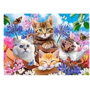 CASTORLAND Puzzle 120 pièces : Chatons avec des fleurs pas cher