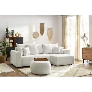 BOBOCHIC Canapé d'angle réversible convertible coffre ENVY tissu boucl... pas cher