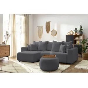 BOBOCHIC Canapé d'angle réversible convertible coffre ENVY tissu boucl... pas cher