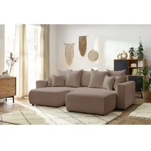 BOBOCHIC Canapé d'angle réversible convertible coffre ENVY tissu boucl... pas cher