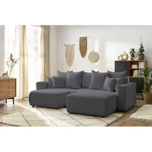 BOBOCHIC Canapé d'angle réversible convertible coffre ENVY tissu boucl... pas cher