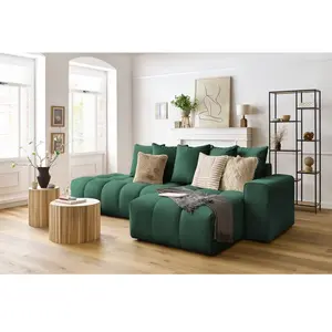 Comparateur de prix : Canapé d'angle fixe MONT-BLANC velours Vert Angle droit BOBOCHIC TU