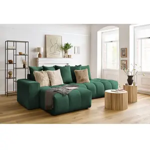 Comparateur de prix : Canapé d'angle fixe MONT-BLANC velours Vert Angle gauche BOBOCHIC TU