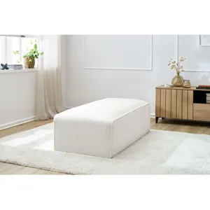 Pouf BOBOCHIC - Pouf pour canapé modulable MEGEVE tissu bouclette Blanc pas cher