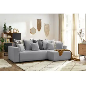 BOBOCHIC Canapé d'angle réversible convertible coffre ENVY tissu bouclette doux... pas cher