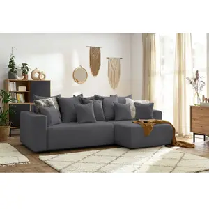 BOBOCHIC Canapé d'angle réversible convertible coffre ENVY tissu boucl... pas cher