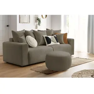 BOBOCHIC Canapé droit convertible coffre ENVY tissu bouclette doux ave... pas cher