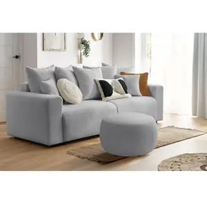 BOBOCHIC Canapé droit convertible coffre ENVY tissu bouclette doux ave... pas cher