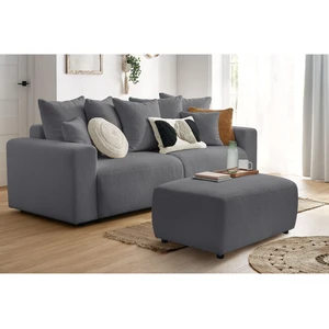 Pouf ENVY tissu bouclette doux gris foncé   BOBOCHICVendu parbobochic-paris